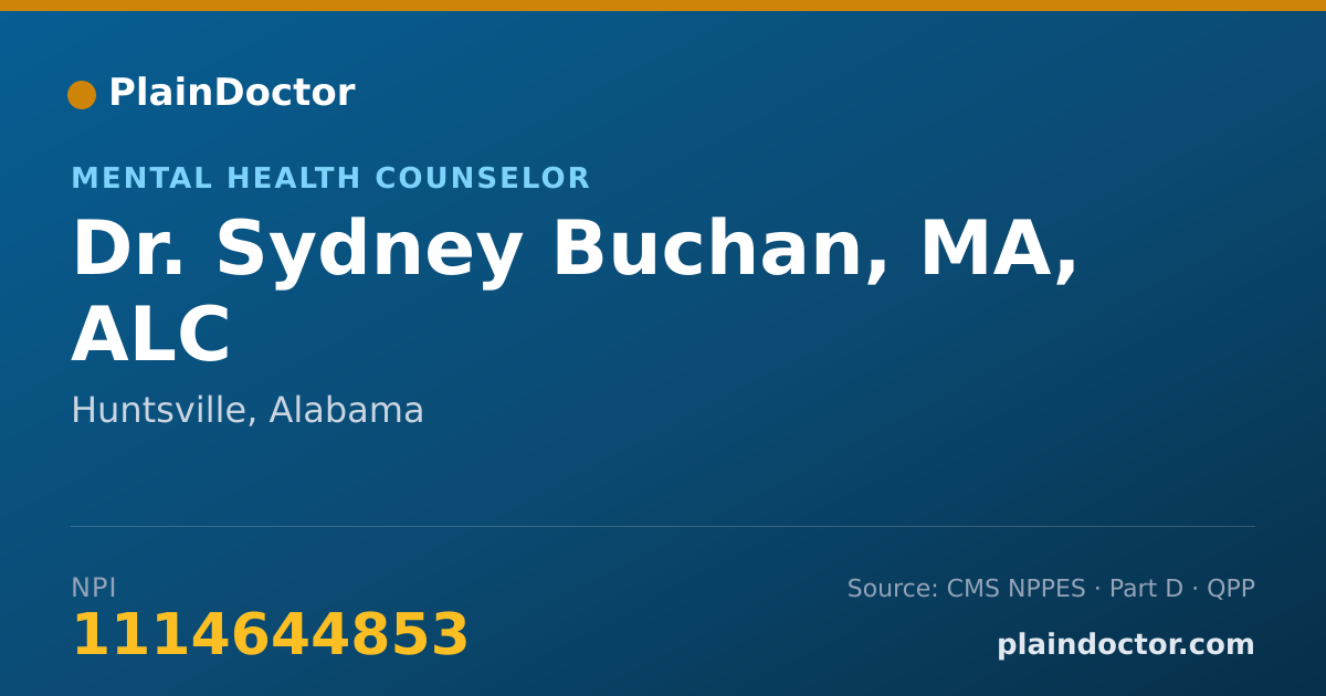 Shareable card for Sydney Buchan, MA, ALC - Mental Health Counselor, Huntsville, AL