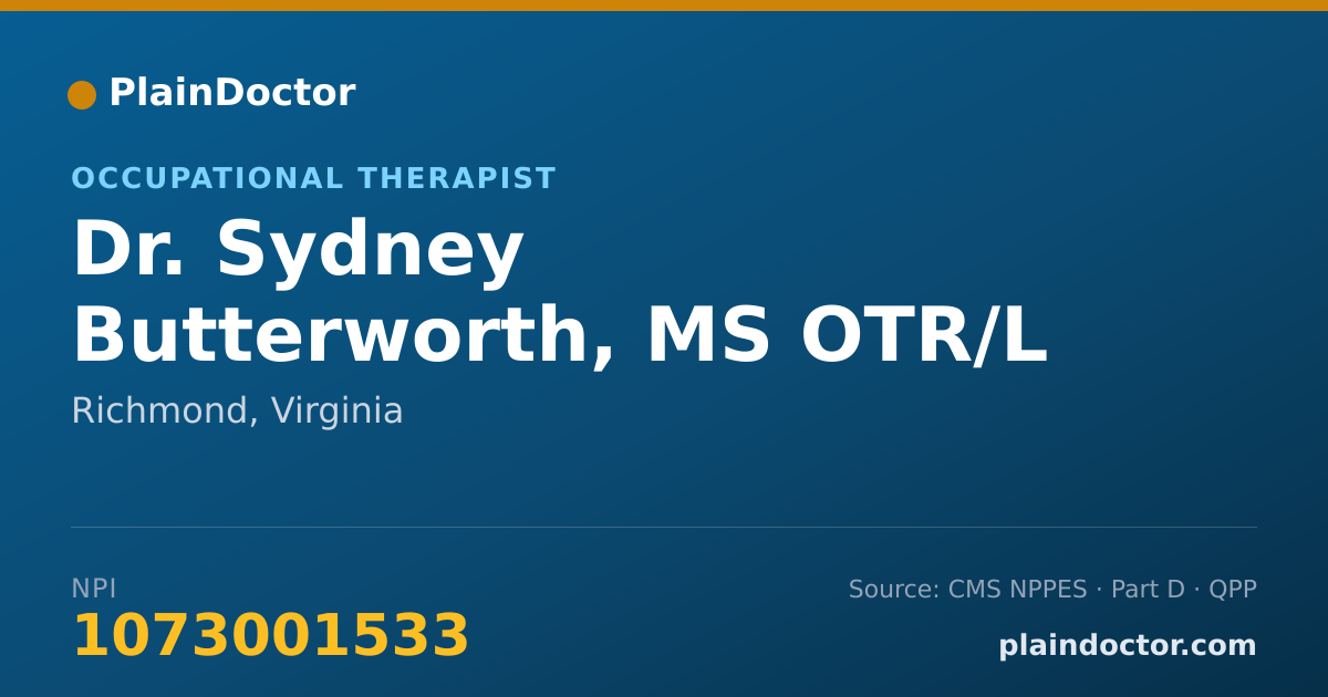 Shareable card for Sydney Butterworth, MS OTR/L - Occupational Therapist, Richmond, VA