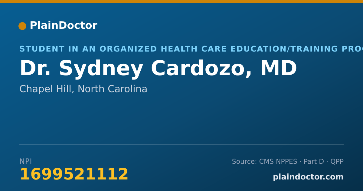 Shareable card for Sydney Cardozo, MD - Student in an Organized Health Care Education/Training Program, Chapel Hill, NC