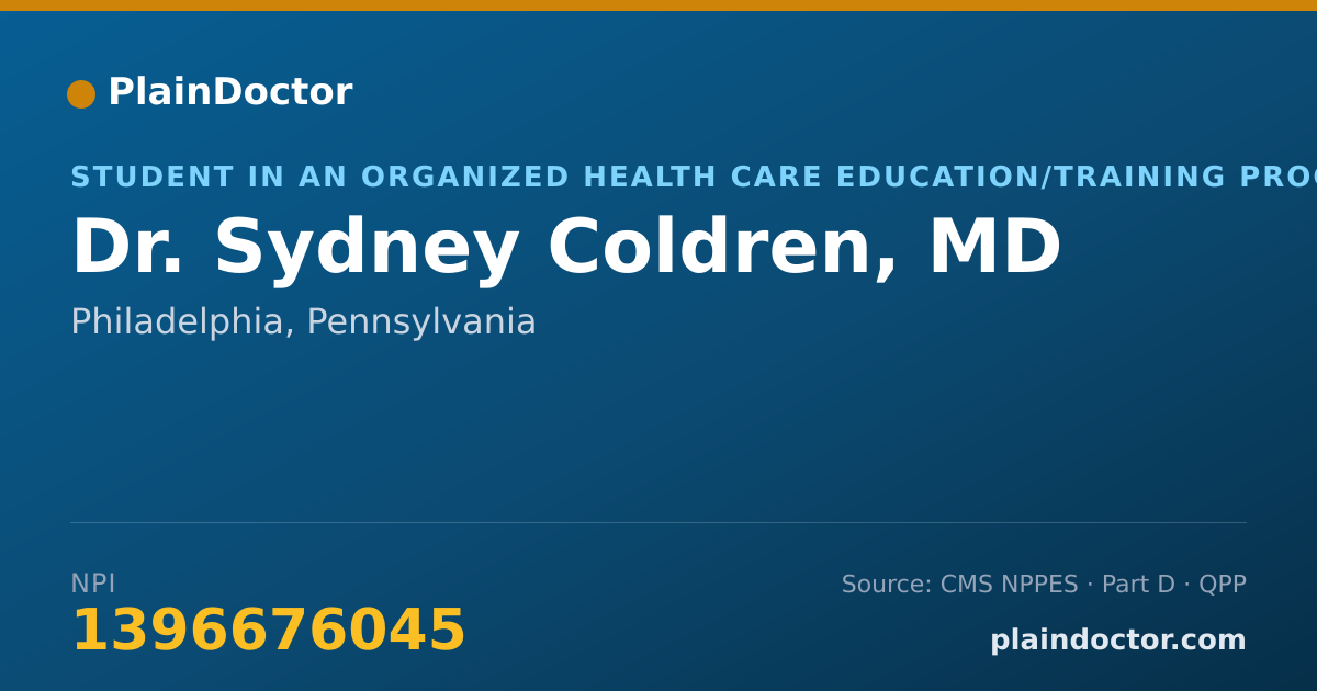 Shareable card for Sydney Coldren, MD - Student in an Organized Health Care Education/Training Program, Philadelphia, PA