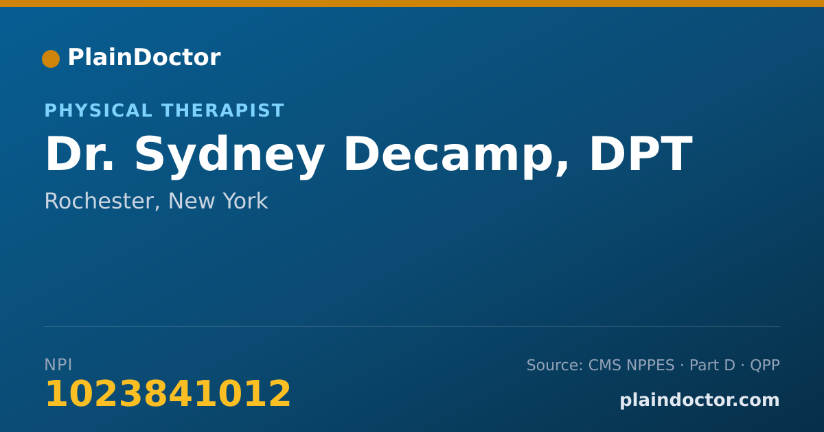 Shareable card for Sydney Decamp, DPT - Physical Therapist, Rochester, NY