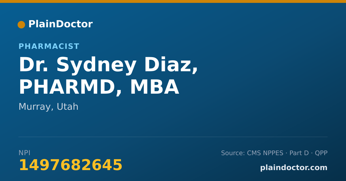 Shareable card for Sydney Diaz, PHARMD, MBA - Pharmacist, Murray, UT