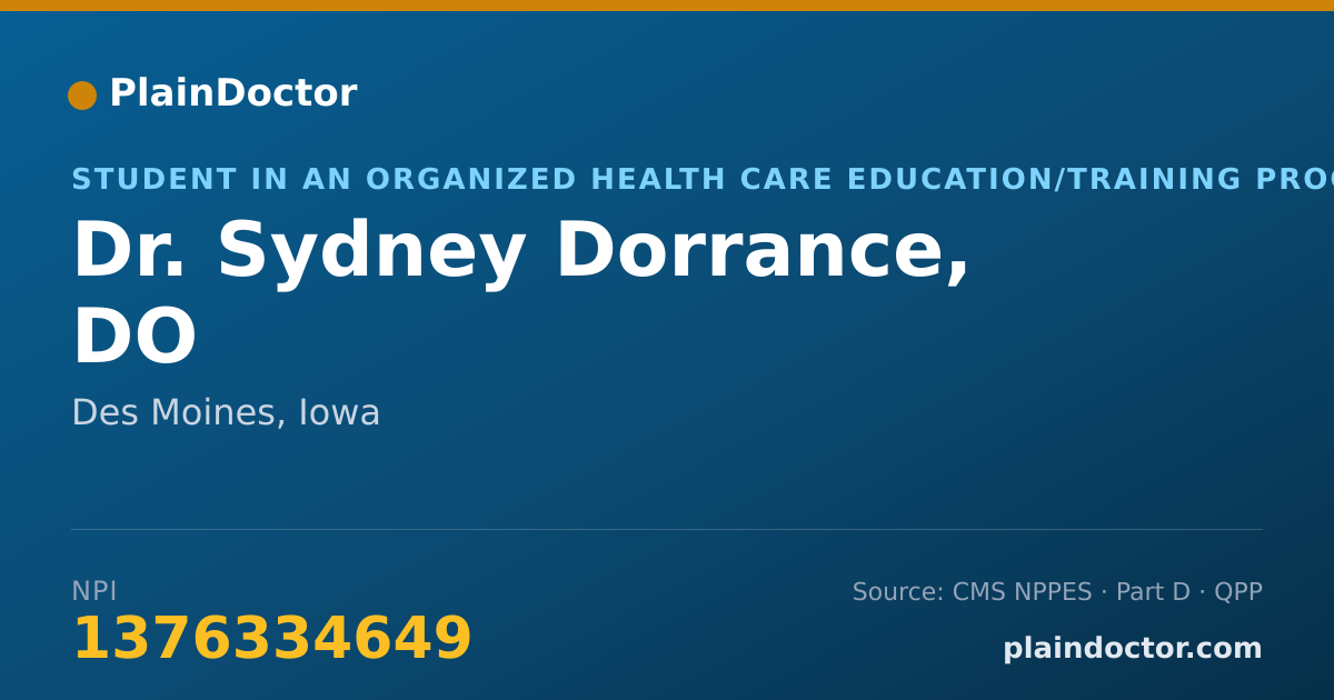 Shareable card for Sydney Dorrance, DO - Student in an Organized Health Care Education/Training Program, Des Moines, IA