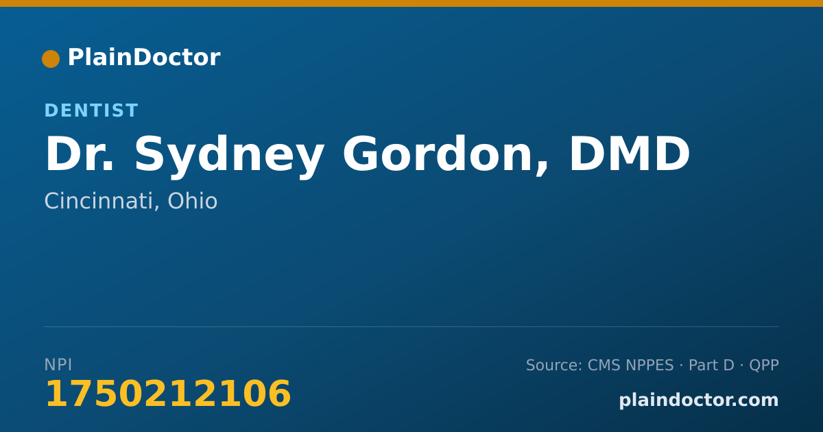 Shareable card for Sydney Gordon, DMD - Dentist, Cincinnati, OH