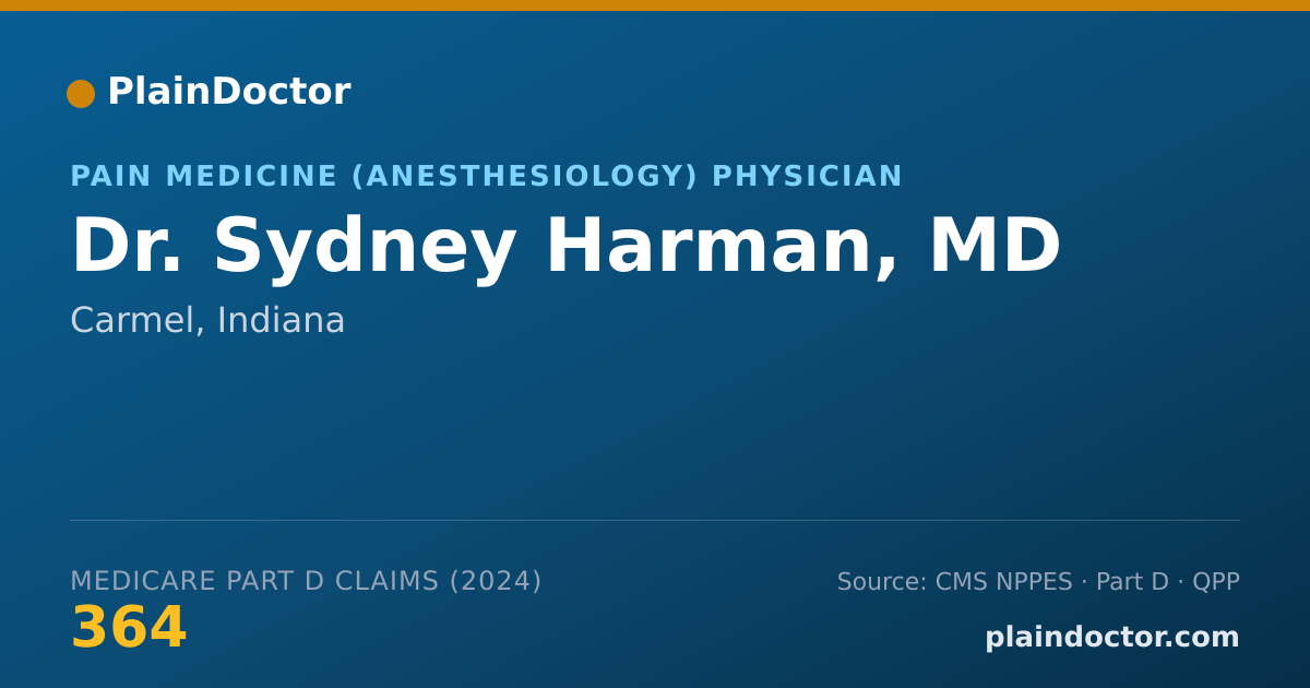 Shareable card for Sydney Harman, MD - Pain Medicine (Anesthesiology) Physician, Carmel, IN
