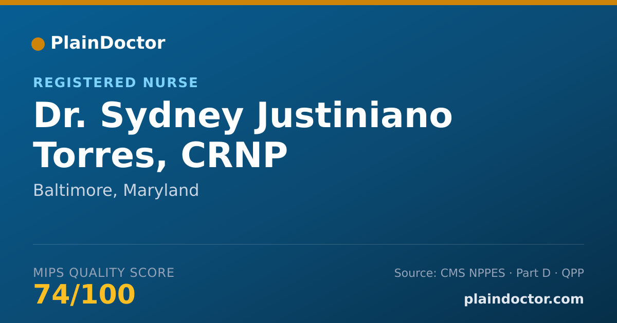 Shareable card for Sydney Justiniano Torres, CRNP - Registered Nurse, Baltimore, MD