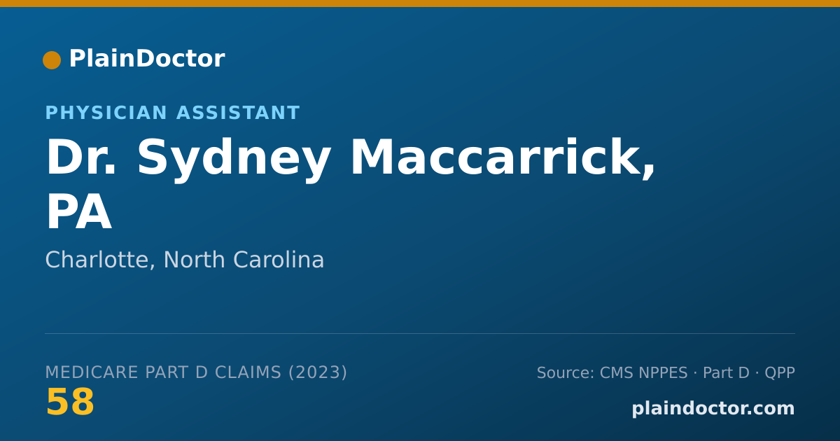 Shareable card for Sydney Maccarrick, PA - Physician Assistant, Charlotte, NC