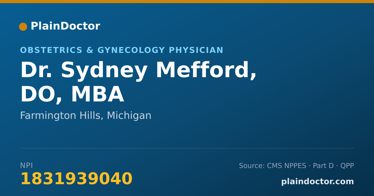 Shareable card for Sydney Mefford, DO, MBA - Obstetrics & Gynecology Physician, Farmington Hills, MI