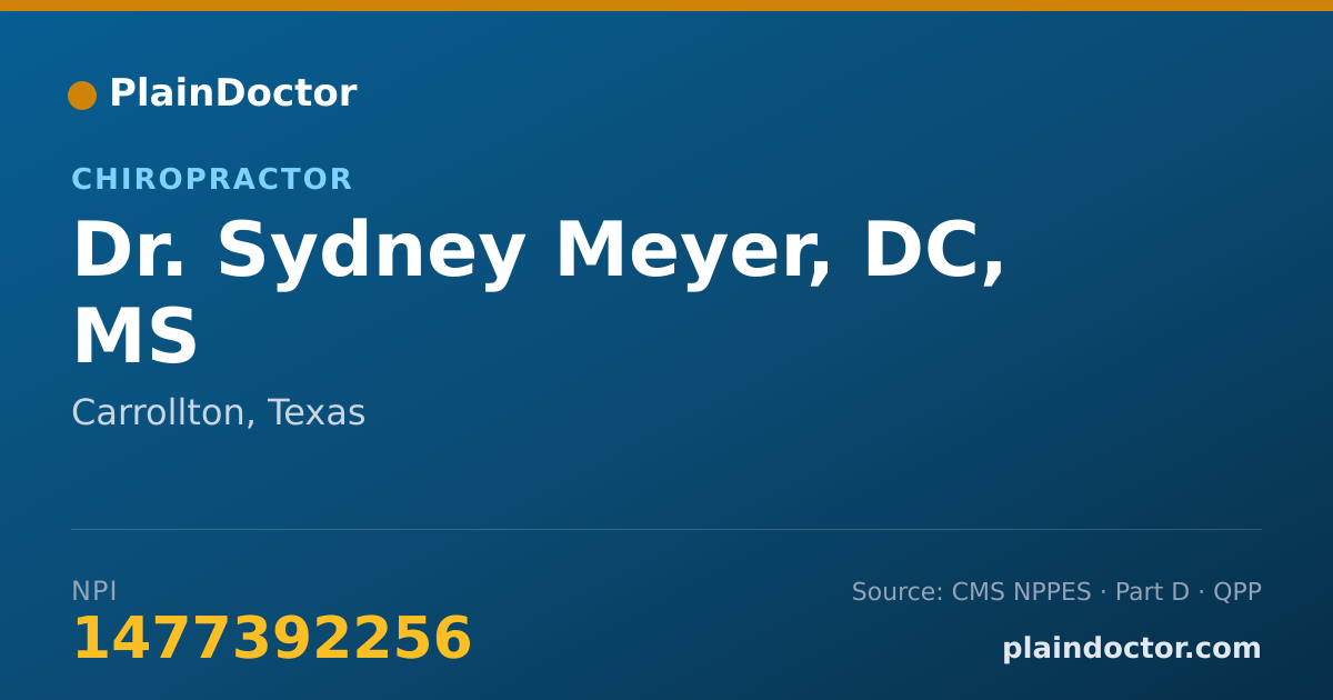 Shareable card for Sydney Meyer, DC, MS - Chiropractor, Carrollton, TX