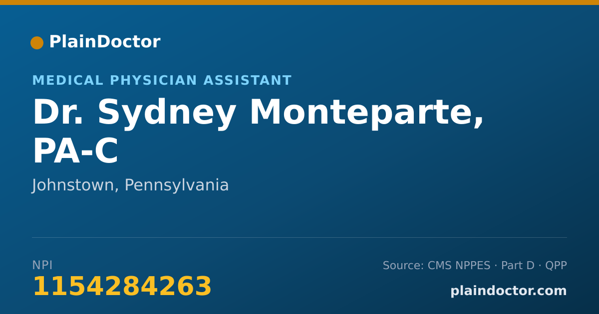 Shareable card for Sydney Monteparte, PA-C - Medical Physician Assistant, Johnstown, PA