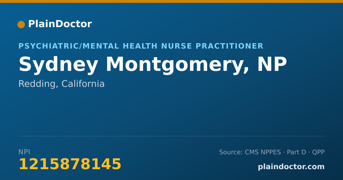 Shareable card for Sydney Montgomery, NP - Psychiatric/Mental Health Nurse Practitioner, Redding, CA