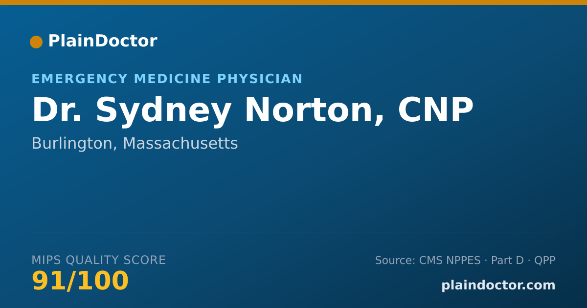 Shareable card for Sydney Norton, CNP - Emergency Medicine Physician, Burlington, MA