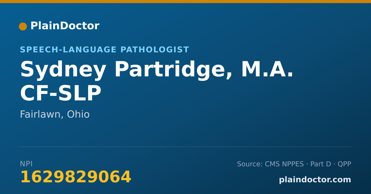Shareable card for Sydney Partridge, M.A. CF-SLP - Speech-Language Pathologist, Fairlawn, OH