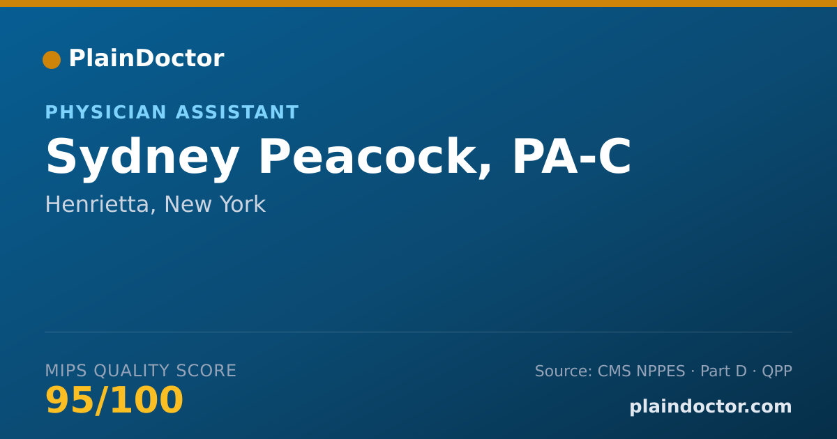 Shareable card for Sydney Peacock, PA-C - Physician Assistant, Henrietta, NY