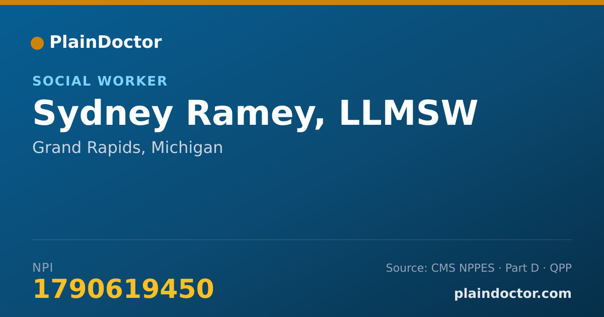 Shareable card for Sydney Ramey, LLMSW - Social Worker, Grand Rapids, MI