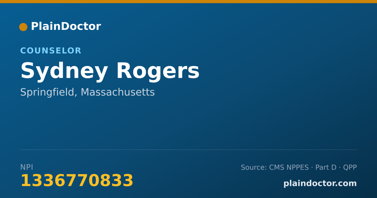 Shareable card for Sydney Rogers - Counselor, Springfield, MA