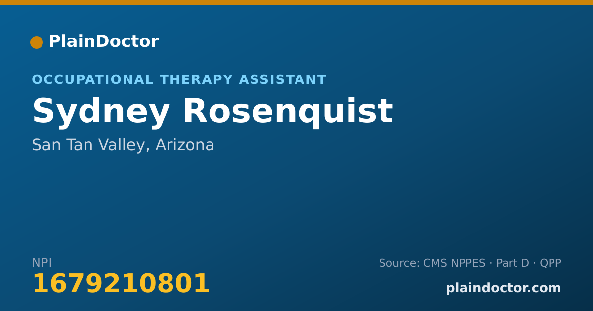 Shareable card for Sydney Rosenquist - Occupational Therapy Assistant, San Tan Valley, AZ
