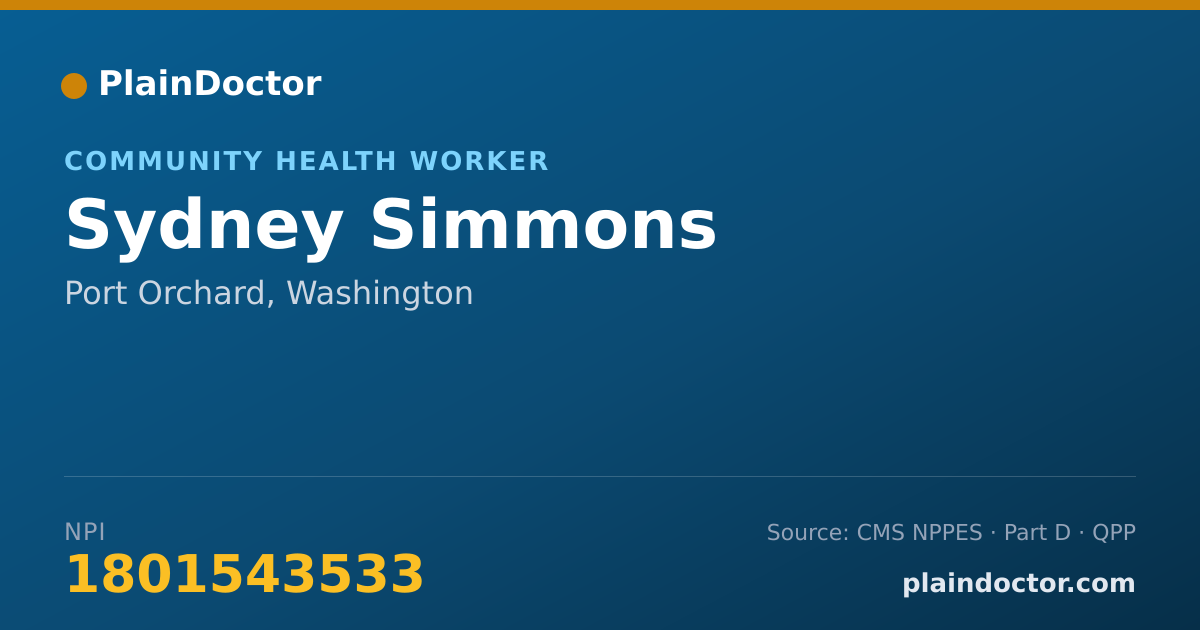 Shareable card for Sydney Simmons - Community Health Worker, Port Orchard, WA