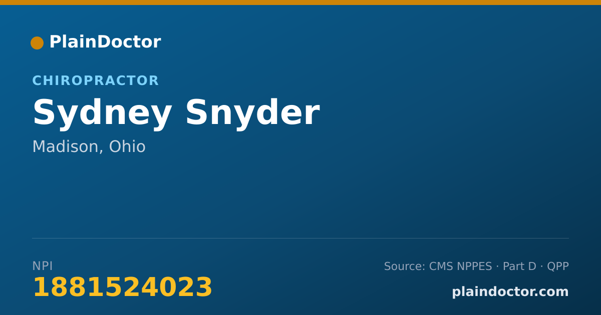 Shareable card for Sydney Snyder - Chiropractor, Madison, OH