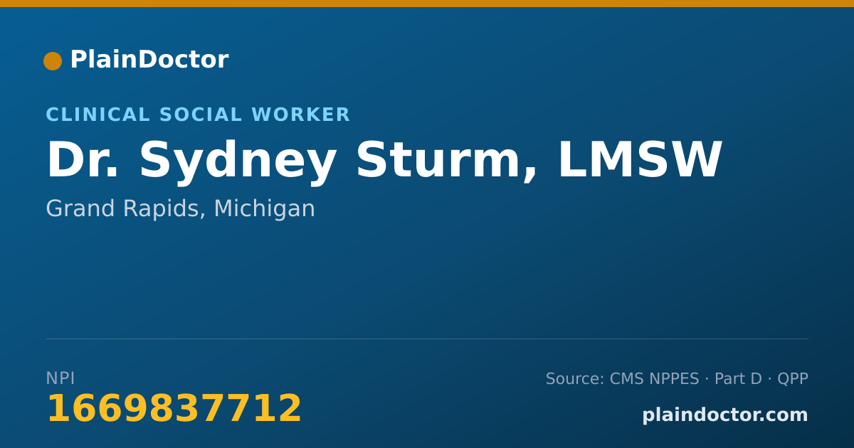Shareable card for Sydney Sturm, LMSW - Clinical Social Worker, Grand Rapids, MI