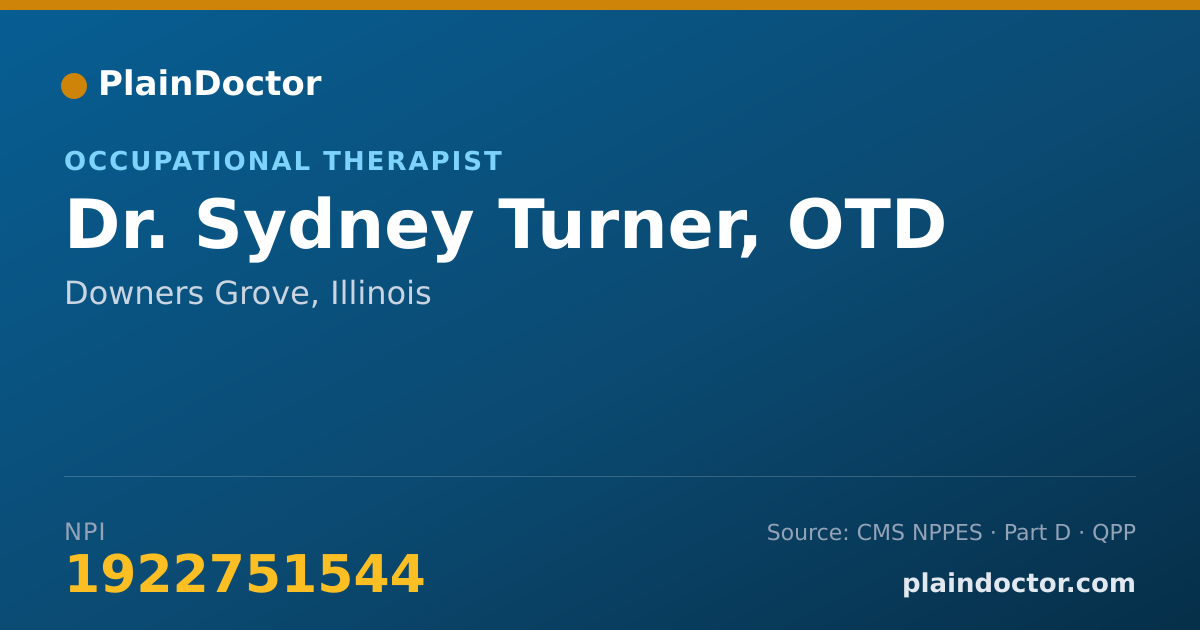 Shareable card for Sydney Turner, OTD - Occupational Therapist, Downers Grove, IL