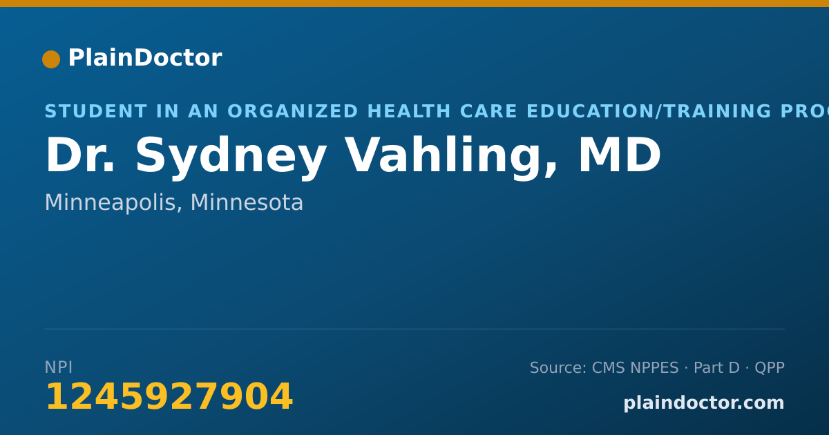 Shareable card for Sydney Vahling, MD - Student in an Organized Health Care Education/Training Program, Minneapolis, MN
