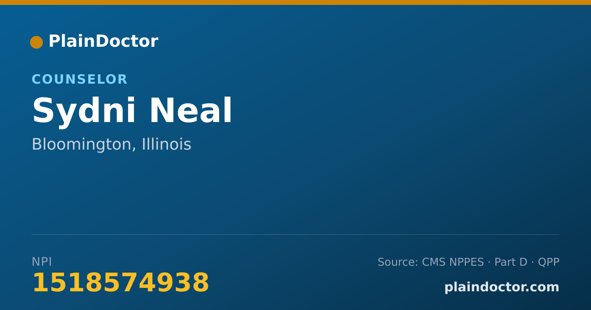 Shareable card for Sydni Neal - Counselor, Bloomington, IL