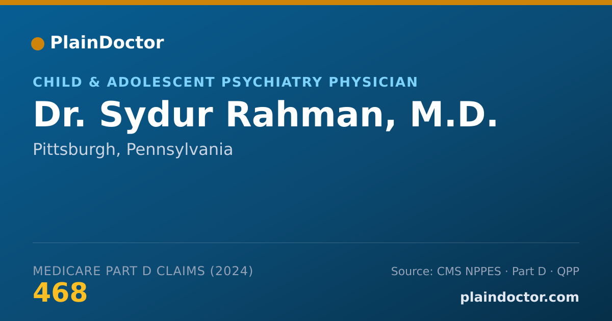 Shareable card for Sydur Rahman, M.D. - Child & Adolescent Psychiatry Physician, Pittsburgh, PA