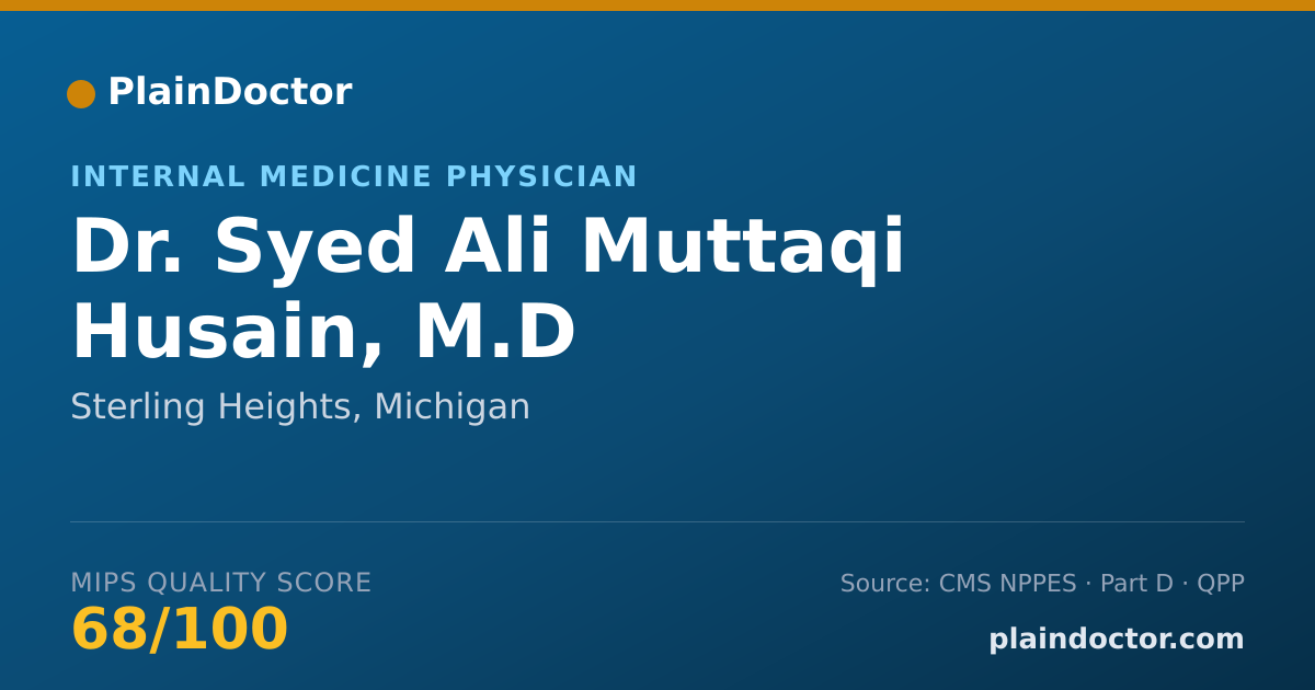 Shareable card for Syed Ali Muttaqi Husain, M.D - Internal Medicine Physician, Sterling Heights, MI