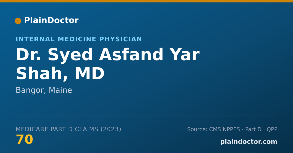 Shareable card for Syed Asfand Yar Shah, MD - Internal Medicine Physician, Bangor, ME