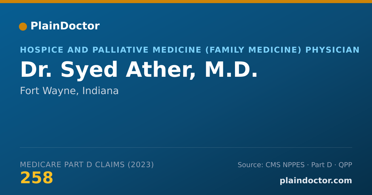 Shareable card for Syed Ather, M.D. - Hospice and Palliative Medicine (Family Medicine) Physician, Fort Wayne, IN