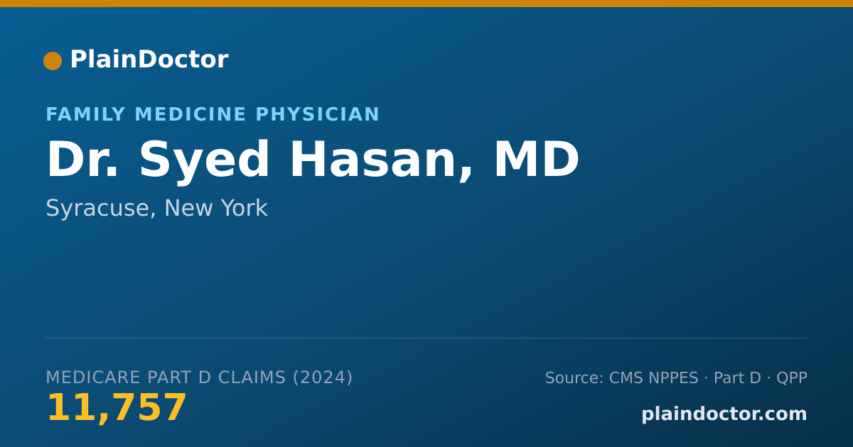 Shareable card for Syed Hasan, MD - Family Medicine Physician, Syracuse, NY