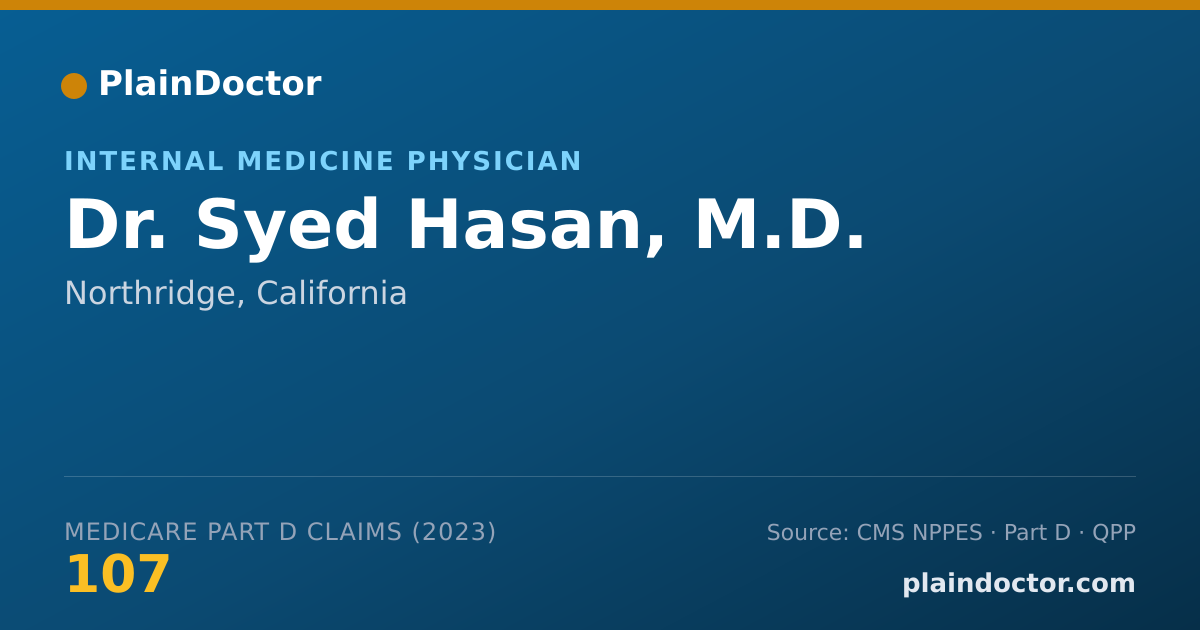 Shareable card for Syed Hasan, M.D. - Internal Medicine Physician, Northridge, CA