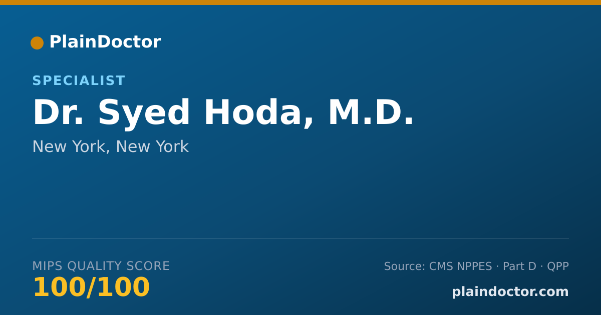 Shareable card for Syed Hoda, M.D. - Specialist, New York, NY