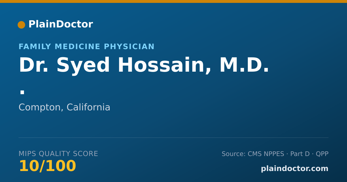 Shareable card for Syed Hossain, M.D. . - Family Medicine Physician, Compton, CA