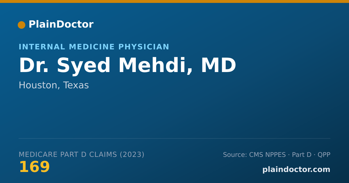 Shareable card for Syed Mehdi, MD - Internal Medicine Physician, Houston, TX