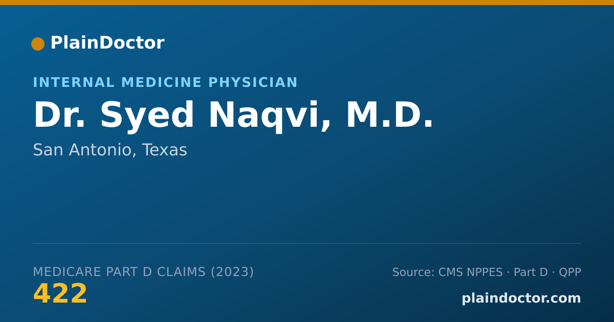 Shareable card for Syed Naqvi, M.D. - Internal Medicine Physician, San Antonio, TX