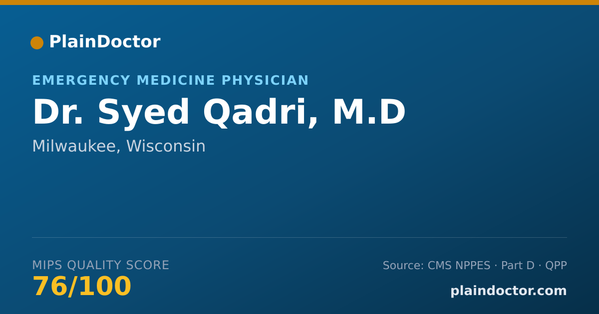 Shareable card for Syed Qadri, M.D - Emergency Medicine Physician, Milwaukee, WI