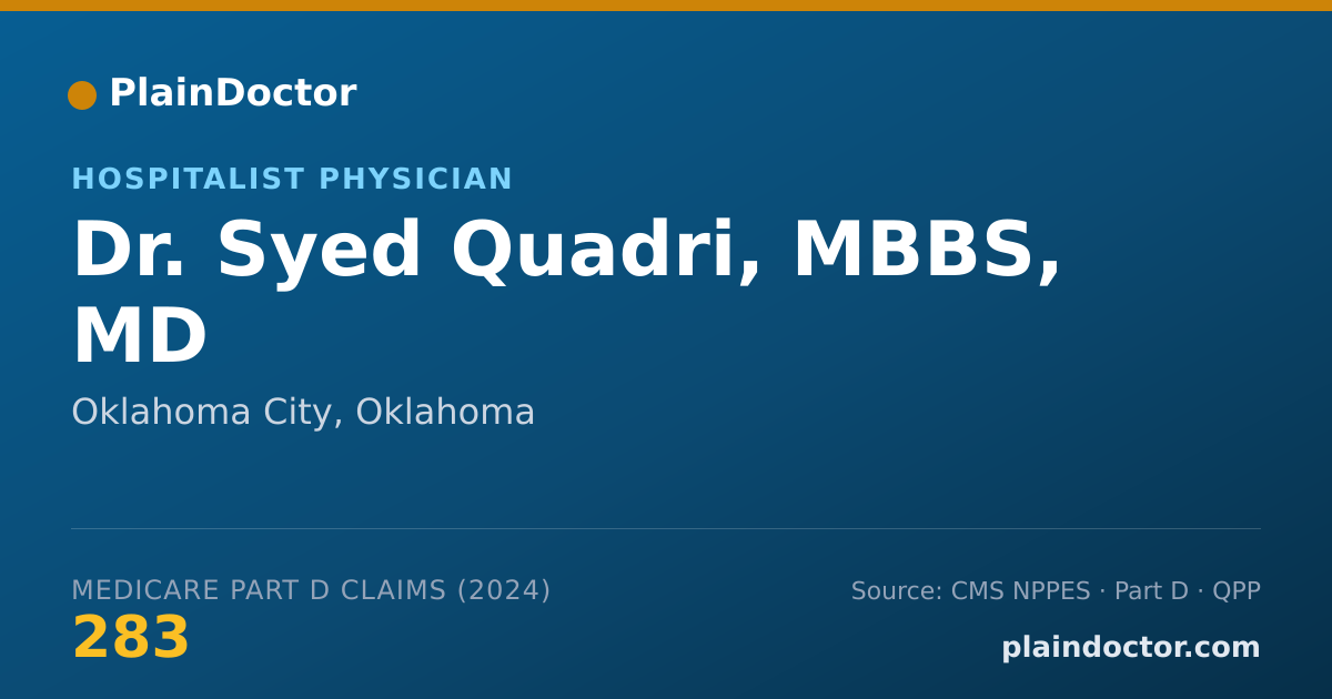 Shareable card for Syed Quadri, MBBS, MD - Internal Medicine Physician, Oklahoma City, OK