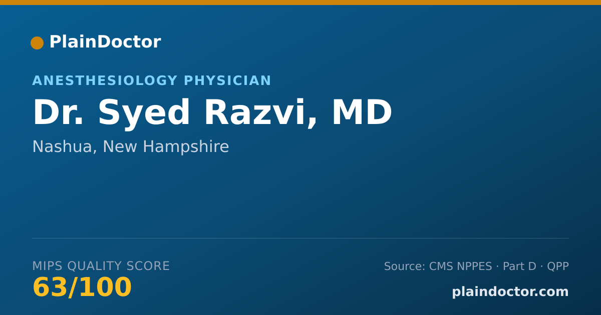 Shareable card for Syed Razvi, MD - Anesthesiology Physician, Nashua, NH