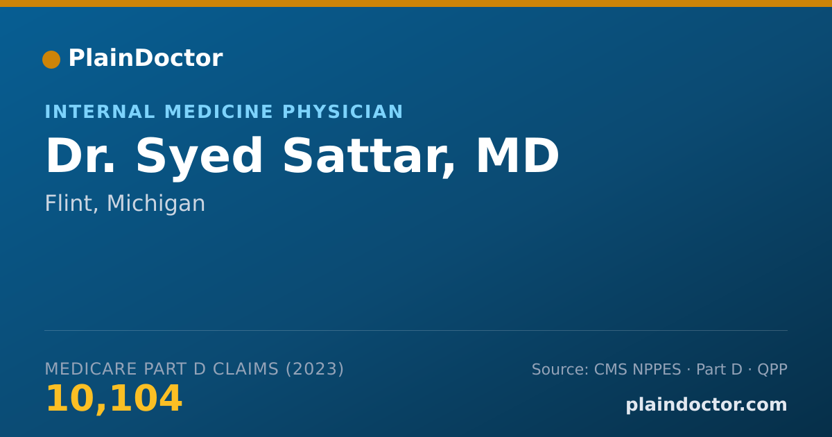 Shareable card for Syed Sattar, MD - Internal Medicine Physician, Flint, MI