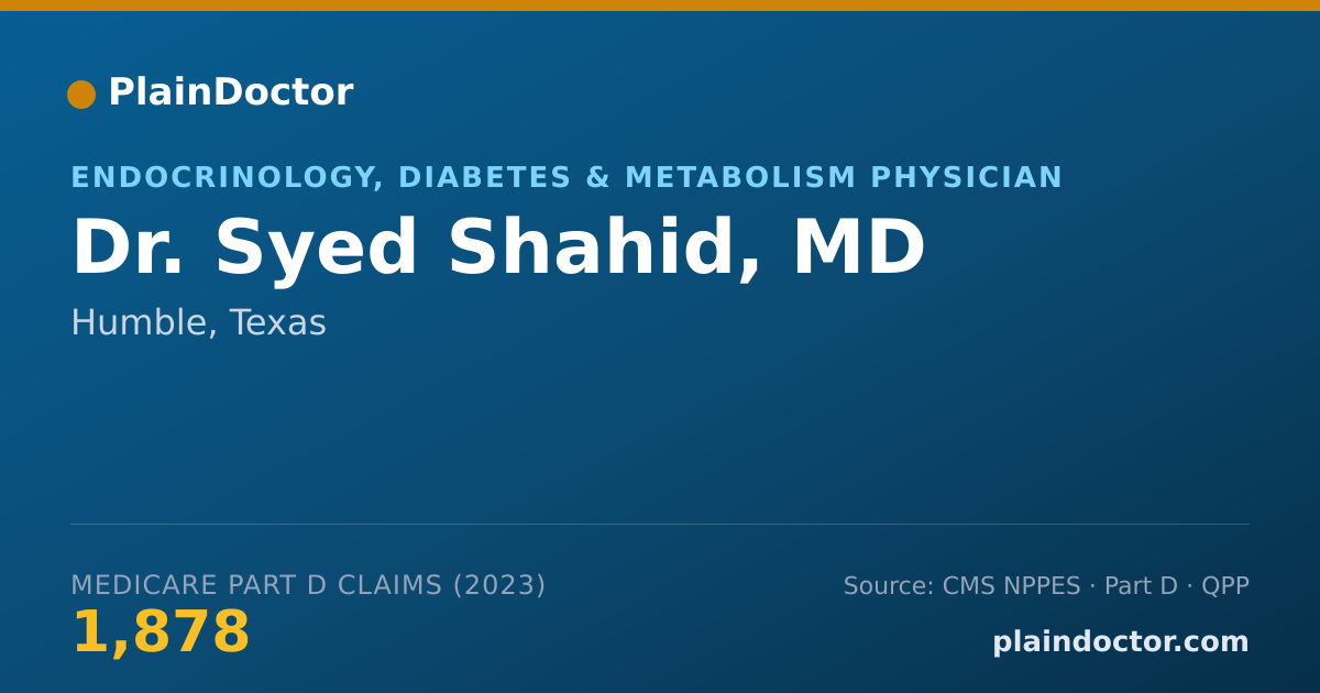 Shareable card for Syed Shahid, MD - Endocrinology, Diabetes & Metabolism Physician, Humble, TX