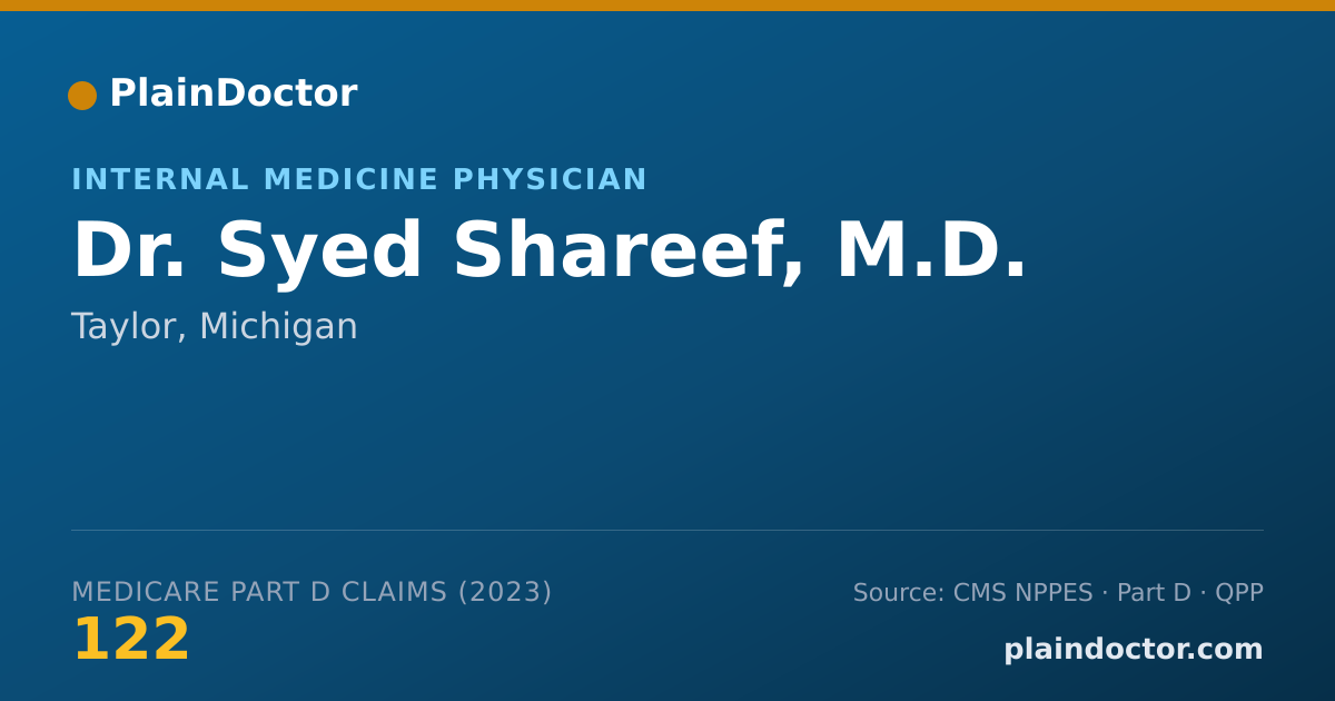Shareable card for Syed Shareef, M.D. - Internal Medicine Physician, Taylor, MI