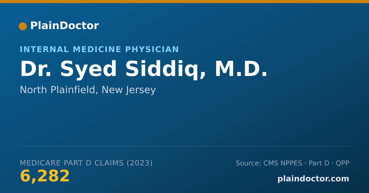 Shareable card for Syed Siddiq, M.D. - Internal Medicine Physician, North Plainfield, NJ