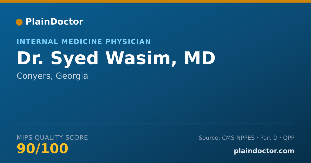Shareable card for Syed Wasim, MD - Internal Medicine Physician, Conyers, GA
