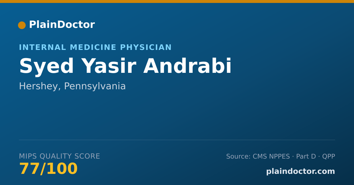 Shareable card for Syed Yasir Andrabi - Internal Medicine Physician, Hershey, PA