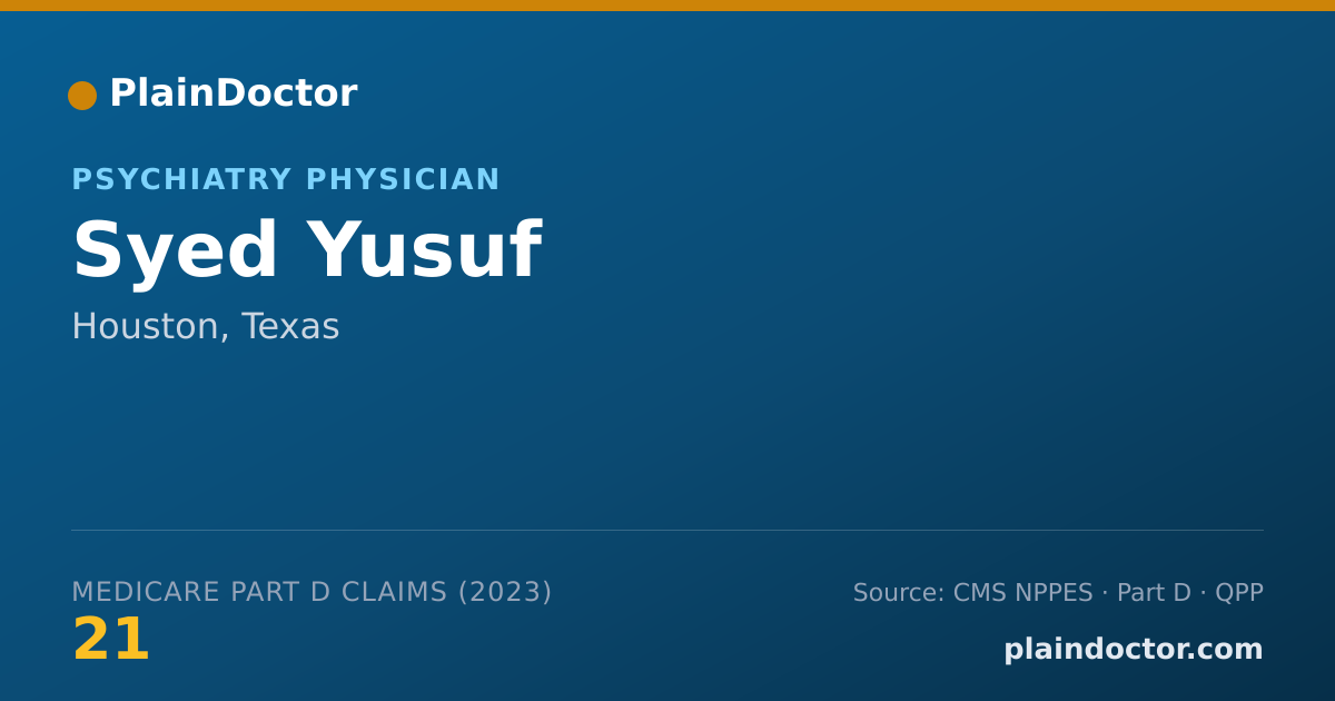 Shareable card for Syed Yusuf - Psychiatry Physician, Houston, TX
