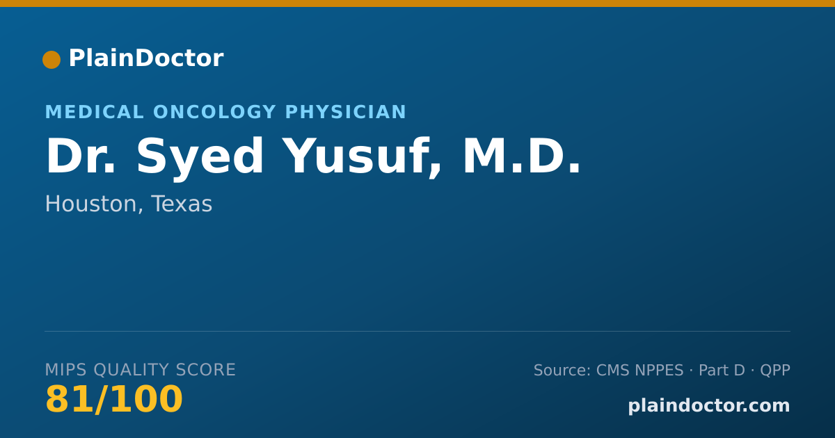 Shareable card for Syed Yusuf, M.D. - Medical Oncology Physician, Houston, TX