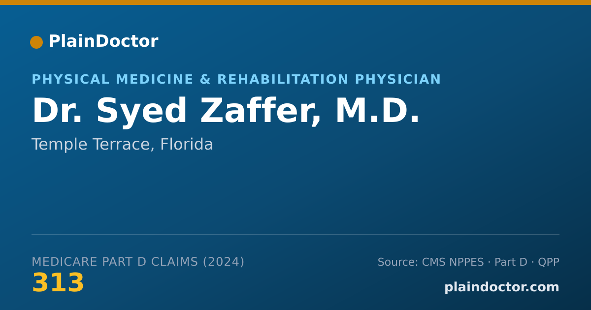 Shareable card for Syed Zaffer, M.D. - Physical Medicine & Rehabilitation Physician, Temple Terrace, FL