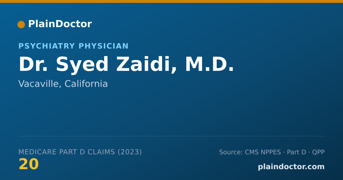 Shareable card for Syed Zaidi, M.D. - Psychiatry Physician, Vacaville, CA